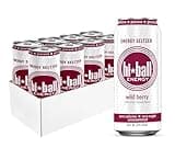 Hiball Energy Seltzer Water, Caffeinated Sparkling Water Made with Vitamin B12 and Vitamin B6, Sugar Free (8 pack of 16 Fl Oz), Wild Berry