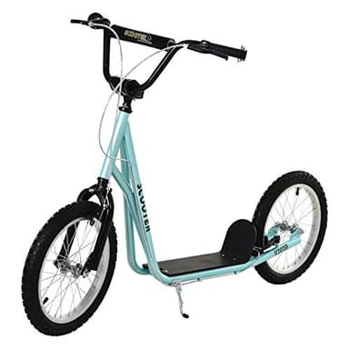Aosom Youth Scooter Kick Scooter for Kids 5+, Max Load 220 LBS., with Adjustable Handlebar, 16" Inflatable Wheels, Dual Brakes, Blue