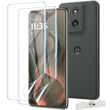 Natbok 2 Pack Screen Protector for Motorola Edge 2025,Soft Flexible TPU Film Screen Protector for Moto Edge 2025,Full Coverage,HD Clear,Support Fingerprint Unlock,with Easy Installation Alignment Tool