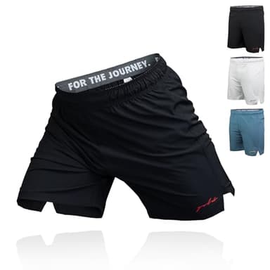 Gold BJJ Airflex Jiu Jitsu Shorts - Fight Short for No Gi, Wrestling, MMA & Boxing (Black, Large)