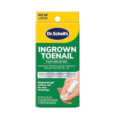 Dr. Scholl's Ingrown Toenail Pain Reliever, Medicated Gel Softens Nails for Easy Trimming, Foam Ring and Bandage Protect the Affected Area, Ingrown Toenail Treatment, White 0.3 Oz