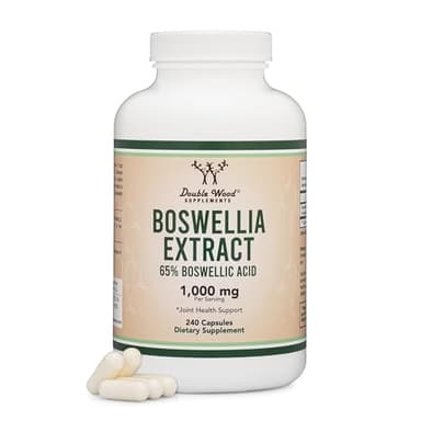 Boswellia Serrata - 240 Capsules (Max Strength 1,000mg of 65% Boswellic Acid Extract) Boswellia Extract Capsules (Joint Support Supplement for Joint Health) Third Party Tested by Double Wood
