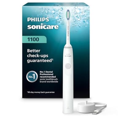 Philips Sonicare 1100 Series Electric Toothbrush - Sonic Toothbrush with Advanced Sonic Technology, EasyStart, Smartimer & Quadpacer, White, Model HX3641/02