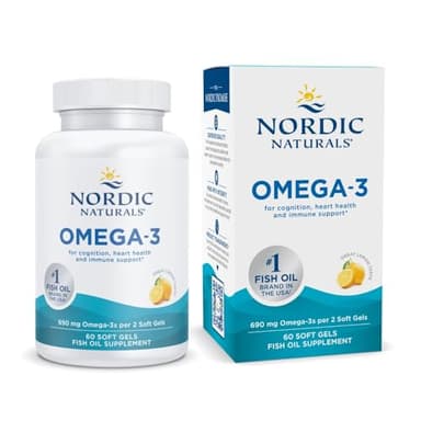 Nordic Naturals Omega-3, Lemon Flavor - 60 Soft Gels - 690 mg Omega-3 - Fish Oil - EPA & DHA - Immune Support, Brain & Heart Health, Optimal Wellness - Non-GMO - 30 Servings