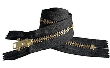 YKK #10 Extra Heavy Duty Black Brass Closed Bottom Zipper - Choose Your Length - Color Black - Made in The United States (1 Zipper Per Pack) (24" Inches)