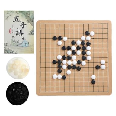 Portable Go Game Board Set with 15×15 Imitation Jade Stones - Folding Travel Go Board for Beginner Practice and Quick Play Compact Go Game Kit for Beginners Students Adults Learning Travel Gomoku Kit