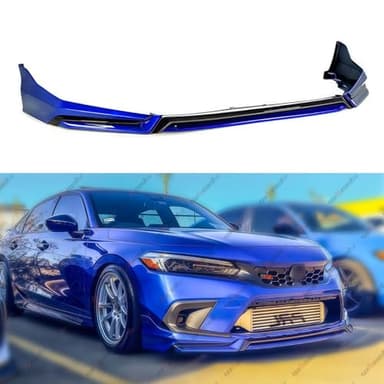 WheelX Front Lip Compatible with 2022-2024 Honda Civic, V3 Style Air Dam Lower Chin Bumper Splitter Protection Body Kit Fits for 4-Door Sedan & Hatchback 2022 2023 2024 (Aegean Blue B593M)
