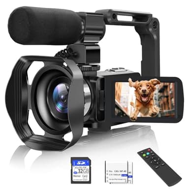 Video Camera, 8K Camcorder 48MP 15FPS UHD WiFi IR Night Vision Handheld Vlogging Camera for YouTube 3" Touch Screen 18X Digital Zoom Recorder with Mic, Stabilizer, Lens Hood, Remote and 2 Batteries