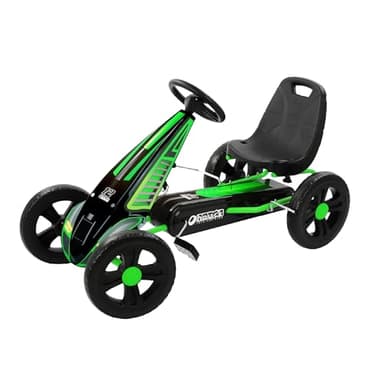 hauck Cyclone Junior Racing Go Kart with 12 Inch Rims, Race Style Pedals, and 8 Ball Brake, Lime Green - Ride On Toy for Kids Ages 4 to 8 Years