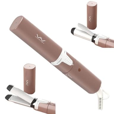 VAV Mini Dual Voltage Curling Iron & Straightener 2-in-1 for Travel - Portable Hair Curler Wand with Worldwide Voltage Compatibility,Compact Design for Women