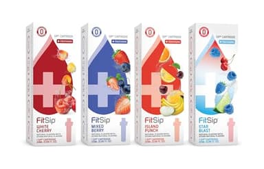 4 Pack Flavor Cartridge Refills, Fit Sip Sampler - 1 White Cherry, 1 Mixed Berry, 1 Island Punch, 1 Star Blast