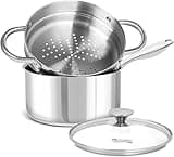 MICHELANGELO 3 Quart Saucepan with Lid & Steamer, Stainless Steel Sauce Pan with Triply Bottom, 3 QT Sauce Pot, Nonstick Saucepan Induction Compatible