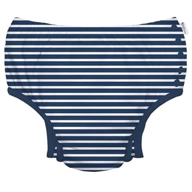 green sprouts Snap Reusable Absorbent Swimsuit Diaper, Navy Stripe, 6 Months