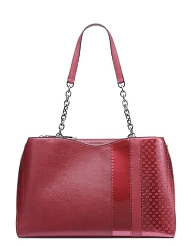 Calvin Klein Nova Triple Compartment Chain Tote, Cabernet, One Size
