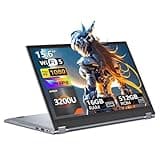 DUNHOO 15.6 Inch 2 in 1 Gaming Laptop, Touchscreen Laptop Computer with AMD R3-3200U CPU (up to 3.5GHz) 16GB RAM 512GB SSD Laptops RJ45 WIFI5 BT5.1 HDMI Backlit Keyboard AMD Radeon Vega 3 Win 11 Pro