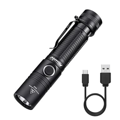 ALONEFIRE H60 LED Flashlight 1800 High Lumens Super Bright USB C Rechargeable 6 Adjustable Modes Waterproof Flash Light with Battery, Lanyard for Camping Emergency Hiking Home(Black)