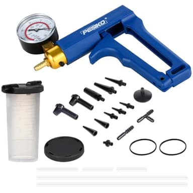 PESIKO Hand Vacuum Pump Brake Bleeder Kit, 2 in 1 Fluid Extractor Pump Vacuum Gauge Automotive for Motorcycle, Car, Truck Brake Fluid Tester