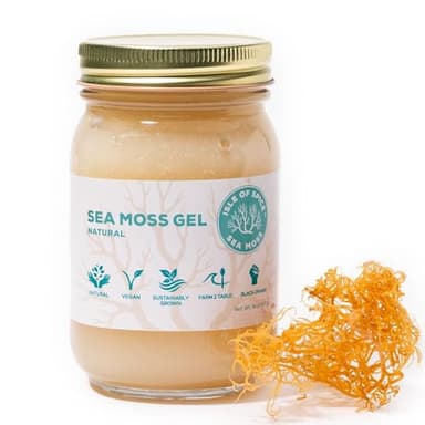 Isle of Spice Sea Moss Gel – Sustainably Grown Caribbean Sea Moss, Natural & Flavored Varieties (16 fl oz, Natural)