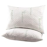 ATC AMTHREAD COLLECTION Queen Size Bamboo Pillow for Sleeping with Plush Fiber Fill Pillow Queen Size Set of 2, for Side Back Stomach Sleeper with Adjustable to Soft/Firm, Washable Cover, (Pack of 2)