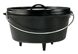 Lodge 8 Quart Pre-Seasoned Cast Iron Camp Dutch Oven with Lid - Dual Handles - Use in the Oven, on the Stove, on the Grill or over the Campfire - Black