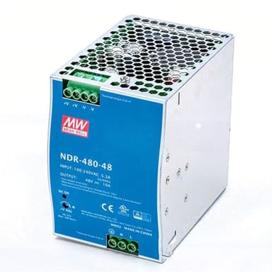 DrapeMania NDR-480-48 DIN Rail Power Supply 48V 10A 480W, Slim Single Output, 90-264VAC, UL508 Listed, for Industrial Automation, Control Systems, Robotics