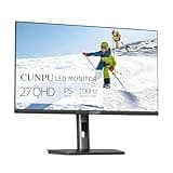 27Inch QHD 2560x1440p 100Hz Gaming Office Monitor, IPS Ultra-Thin Bezel, HDMI/DP, Height/Tilt/Swivel/Pivot, 100% sRGB, ΔE<2, Built-in Dual Speakers, Eye Care, PC Monitor for Office and Home