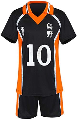 Gurbanton Anime Costume Jersey Karasuno High School Volleyball Uniform Cosplay Shirt Shorts (10-Hinata Shoyo, Small)
