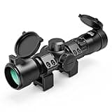 UUQ 1.5-5x32 Crossbow Scope,Circles and Rangefinder Etched Glass Ballistic Reticle Optic, 250-450 FPS Red Green Illuminated,Compact Crossbow Scope for Hunting 20-100 Yards with 20mm Scope Rings