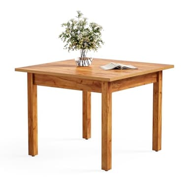LITTLE TREE 39 Inches Square Dining Table for 4 People, Brown Wooden Kitchen Table Small Dinner Table, Modern Dining Room Tables for Living Room, Kitchen, Oak Brown
