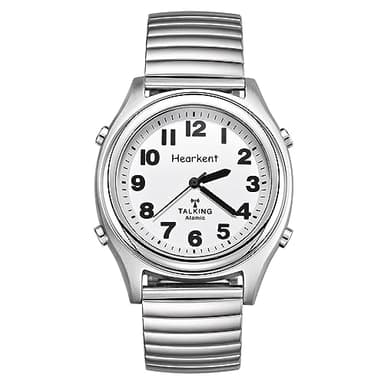 Hearkent Atomic Talking Watch for Blind and Visually impaired Stainless Steel Strech Band Best Gift for Elderly or Blind People