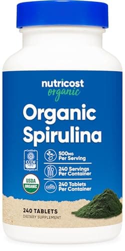 Nutricost Organic Spirulina 500mg, 240 Tablets - Gluten Free, Non-GMO