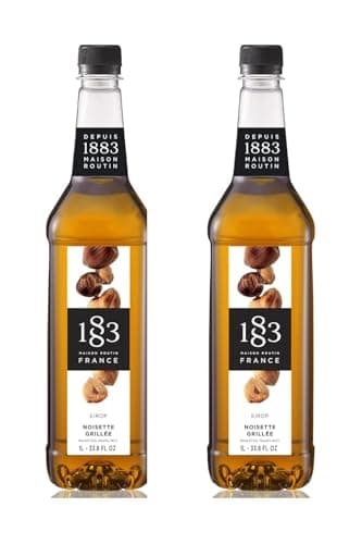 1883 Maison Routin Roasted Hazelnut Syrup, 1 Liter Plastic Bottle (Pack of 2)