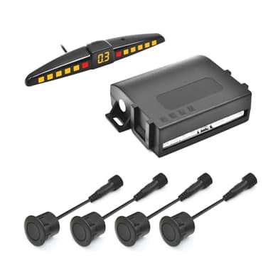 Promata PS01 Car Front Parking Sensor Kit with Display,4 58KHz OE Standard Sensors,Radio Mute & Bull-bar Recognition Function,Detection Distance(13~39 inch)