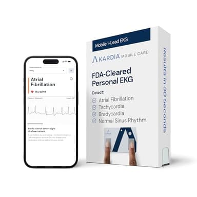 KardiaMobile Card Credit-Card Sized EKG, Medical-Grade & FDA-Cleared Personal Heart Monitor, Bluetooth Enabled, On-The-Go Check-Up Anywhere, Compatible with Most Smartphones, No Subscription Required