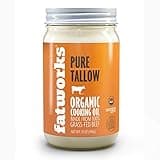 Fatworks Organic Grass-Fed Beef Tallow, Certified Organic Non-Gmo Pasture-Raised Beef Tallow, sourced from several small family ranchers, KETO friendly, exclusive to Fatworks, 14 oz.