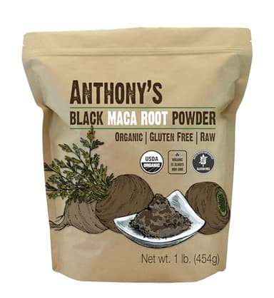 Anthony's Organic Black Maca Powder, 1 lb, Raw, Gluten Free & Non GMO