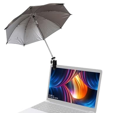 SnowTing Laptop Sun Shade, 360° Rotation 19'' Diameter Large Laptop Sun Umbrella for Working Outside, Foldable Monitor Shade Cover, Black