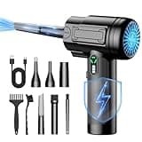 Compressed Air Duster: 100000RPM Electric Air Duster with LED Light Mini Air Blower Rechargeable Cordless Keyboard Cleaning Jet Dry Blower - Car, PC and Home Cleaning Kit Replaces Compressed Air Can