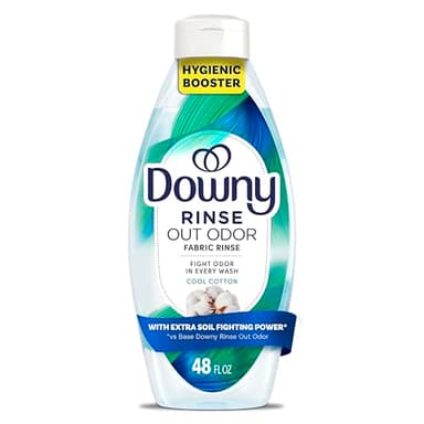 Downy Rinse Laundry Odor Remover, Cool Cotton Scent, 48 fl oz, Fabric Softener And Laundry Odor Removal Rinse, Fights Odors At The Source, HE Compatible