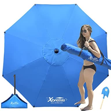 Xbrellas - High Wind Resistant Beach Umbrella Sand Base - 7.5 Round Patent Pending