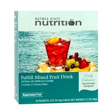 Nutmeg State Nutrition – Fulfill High Fiber Drink Mix, Low Calorie, Fat Free, Sugar Free, Naturally Flavored, Ideal Protein Compatible, Aspartame Free, 10 Servings Per Box (Mixed Fruit)