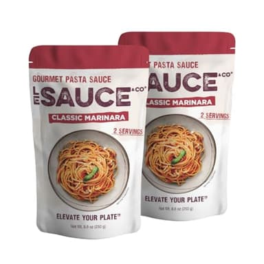 Always Fresh, Two Servings, Classic Marinara Gourmet Pasta Sauce (2-pack), Le Sauce & Co. Imported Italian San Marzano Tomatoes, Marinara Pasta Sauce, Tomato Sauce, Red Sauce, Spaghetti Pasta