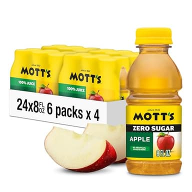 Mott's Zero Sugar Apple Juice Drink, 8 fl oz bottles, 24 Count (4 Packs of 6), Apple Flavor, Excellent Source of Vitamin C