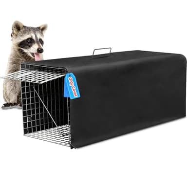 Live Animal Trap Cage Cover, Cat Trap for Stray Cats 32 Inch Folding Skunk Trap with Real Door for Raccoons, Opossums, Groundhogs, Skunks, Feral Cats, Squirrels (Only Cover)
