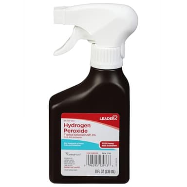 LEADER Hydrogen Peroxide Spray Bottle First Aid Antiseptic 3% Solution – Multi-Purpose Cleaner, Gentle & Effective Disinfectant Spray for Home, Cuts, and Scrapes, Easy-to-Use 8 oz Bottle