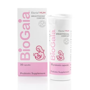 BioGaia Elactia Breastfeeding Probiotic | Lactation Supplements | Newborn Essentials and Probiotics for Both Mom & Baby | Daily Supplement for Healthy Lactation | 30 Count | Breastfeed Happy