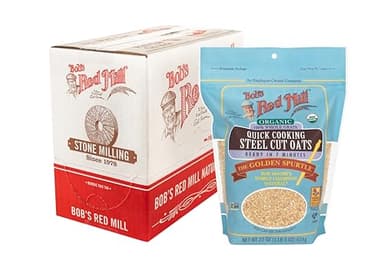 Bob's Red Mill Organic Quick Cooking Steel Cut Oats, 22oz (Pack of 4) - Non GMO, Whole Grain, Vegan, Kosher