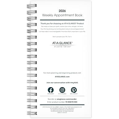 AT-A-GLANCE 2026 Weekly Appointment Book Planner Refill for 70-008, 3-1/4" x 6-1/4", Pocket Size (709041026)