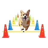 plzzree Dog Jump Agility Training Set Puppy Agility Training Hurdle 10 Cones & 5 Poles Combo for Backyard Adjustable Obstacle Training Course Equipment Outdoor Indoor
