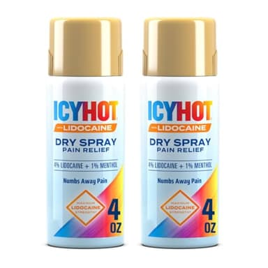 Icy Hot Lidocaine Pain Relief Dry Spray, Numb Aggravated Nerves with Max Strength Lidocaine 4% and Menthol 1%, Fast-Acting Pain Relief for Minor Pain, Backaches, Sprains and Strains, 4 oz, 2 Pack